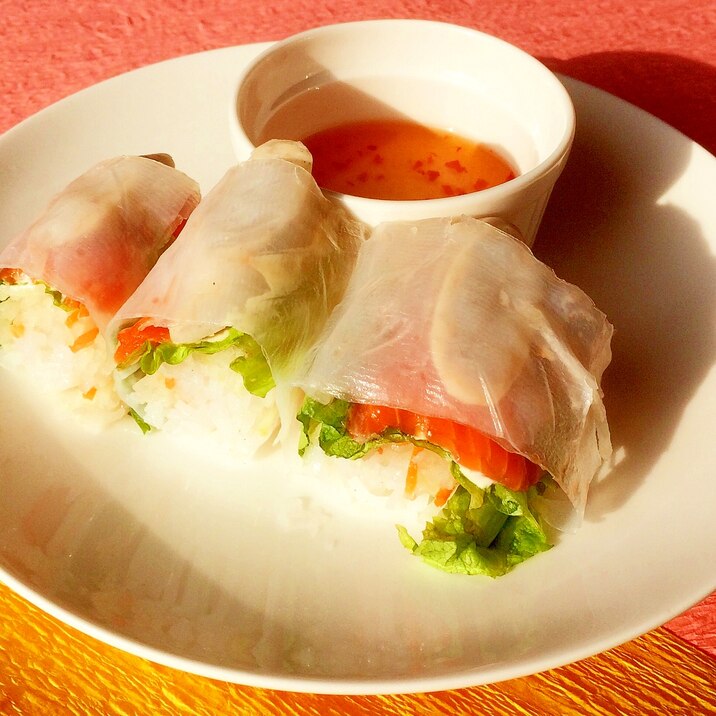 魚介と野菜の栄養たっぷり★シーセージ生春巻き